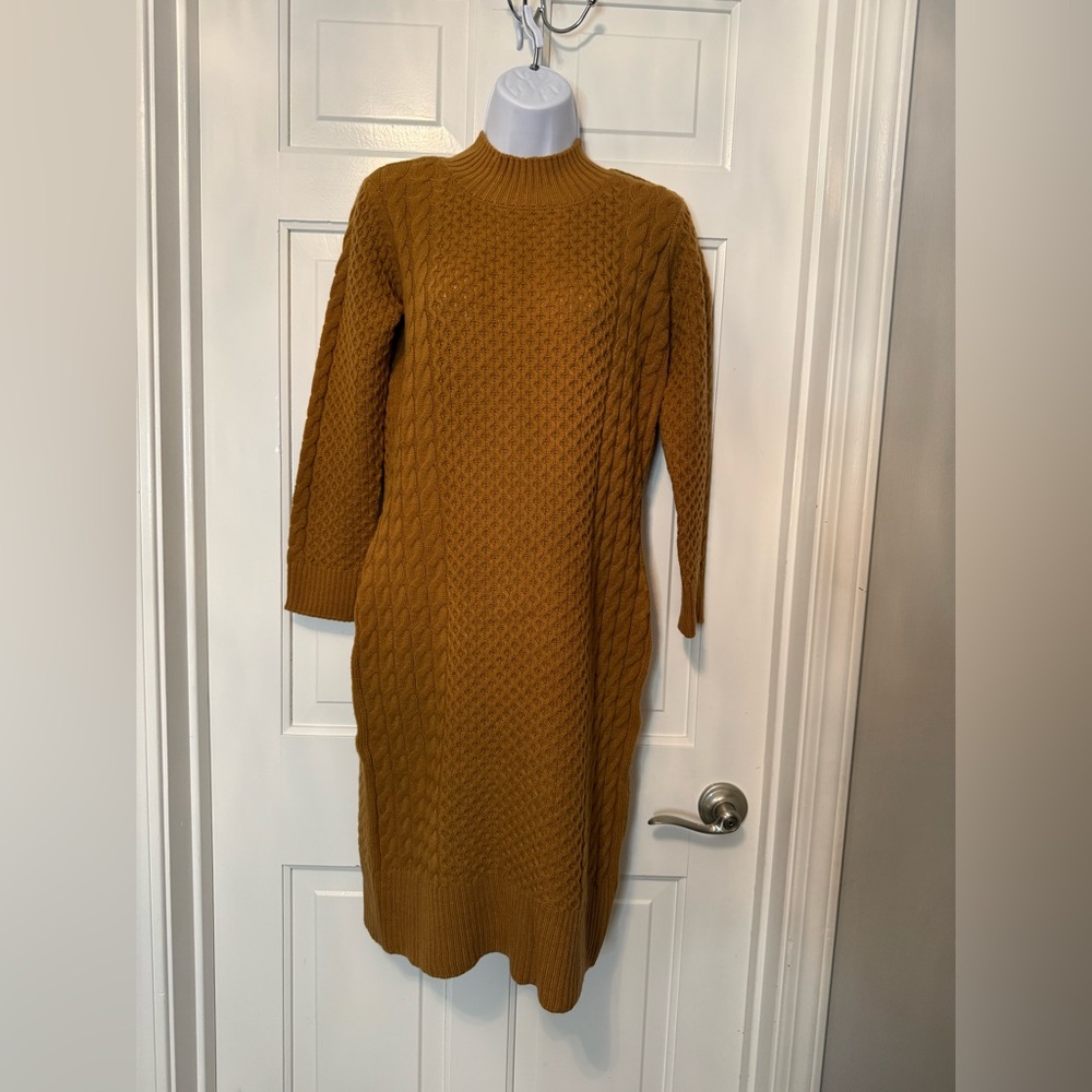 Sandra Darren Sweater Dress Cable Knit Size S Brown